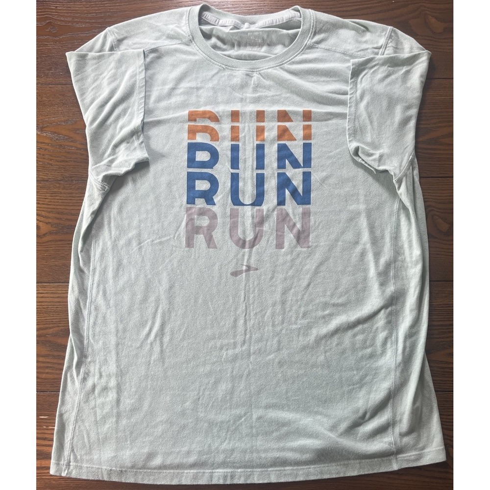 Brooks Run Happy T-shirt Short Sleeve Tee Shirt Light Blue Active Top Women's XL